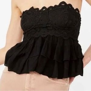 NWT Free People Adella Corset Cami in Black, size XS